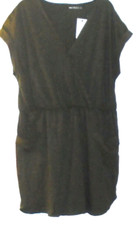 Next Pocket Sun Dress khaki green 100% cotton jersey mini Size 16 New Tags BNWT
