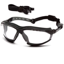 Pyramex Isotope Safety Glasses/Goggles Black Frame Clear H2MAX Anti-Fog Lens