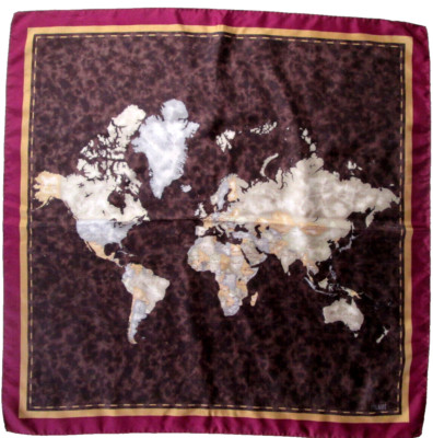 Foulard Carré Alviero Martini 100% Soie - Vintage, 66x68 Cm, Gris, Occasion