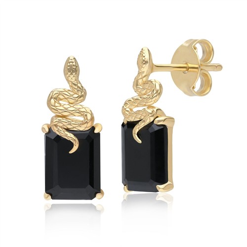 Boucles D'oreilles Gouttes En Onyx Noir Et Argent Sterling 925 - Vintage, Neuves Sans Emballage