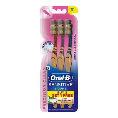 Oral B Sensitive & Gums   Precision Clean Toothbrush   3 PCS