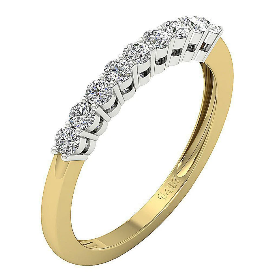 SI1 G 0.55 Ct Natural Diamond Wedding Stackable Ring Prong Set 14K Yellow Gold - Image 3 of 4
