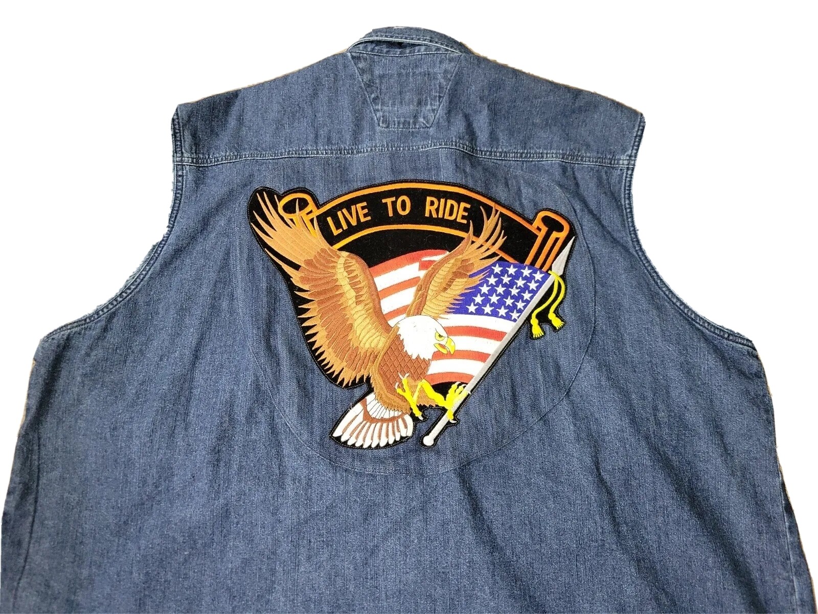Harley Davidson Men's 4XL Denim VEST Button Up BIG Ea… Gem