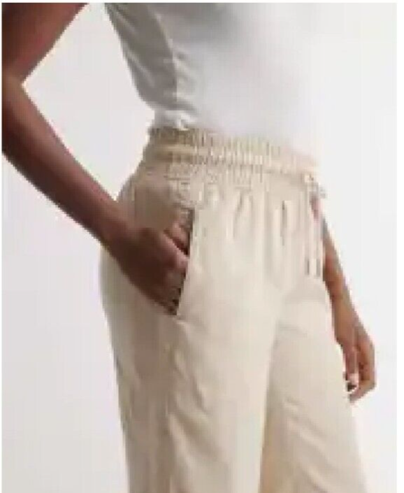 Quince Women's Black 100 European Linen Wide Leg Pants Elastic Waist