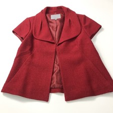 Classiques Entier Women’s Red Short Sleeve Wool Rich Jacket Coat Medium