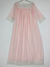 VTG Christian Dior Lingerie Nightgown Pink Satin Crochet Trim ILGWU Size P NWOT
