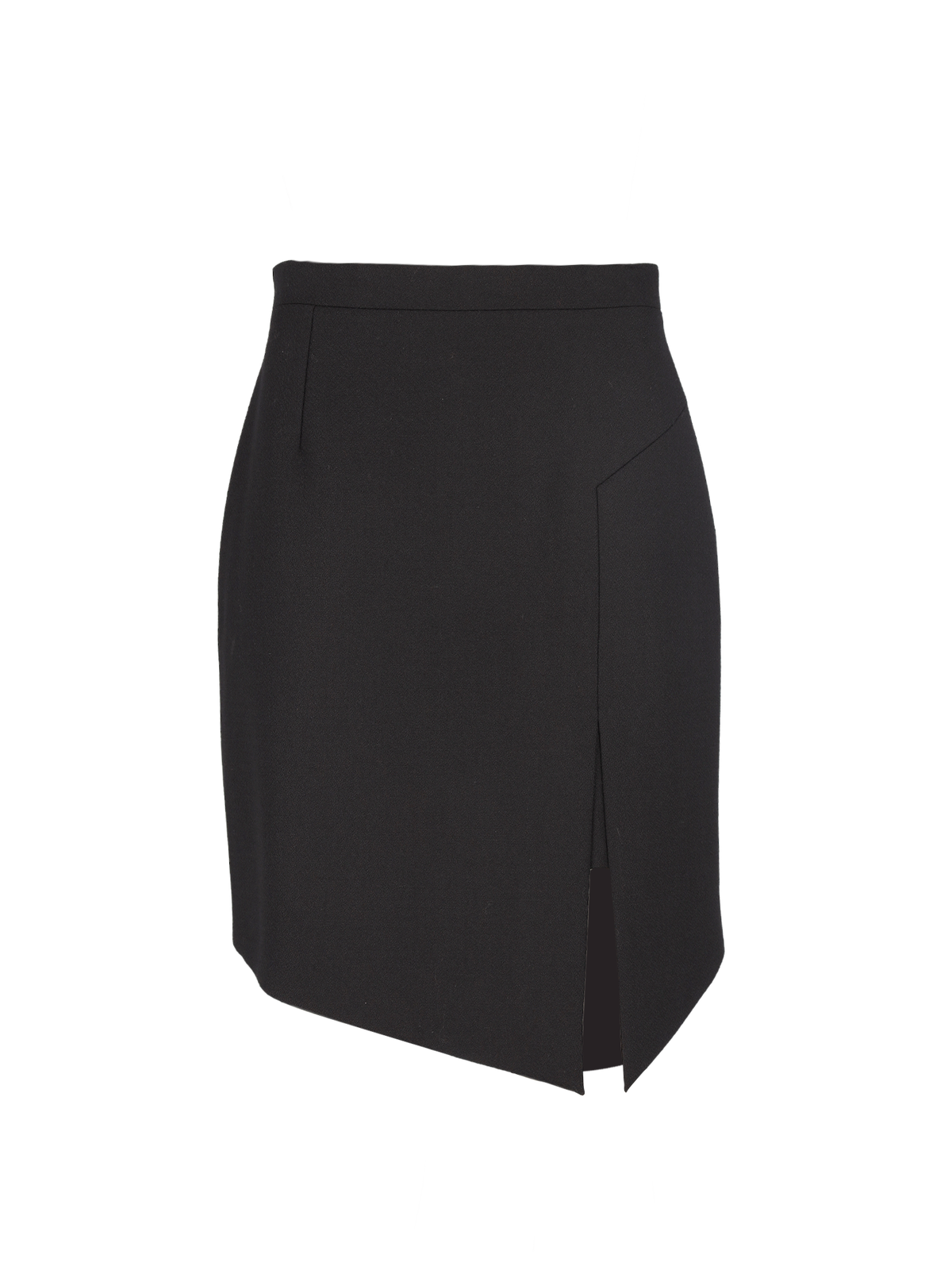 SAINT LAURENT Gonna nera al ginocchio in lana con spacco frontale taglia FR 38 