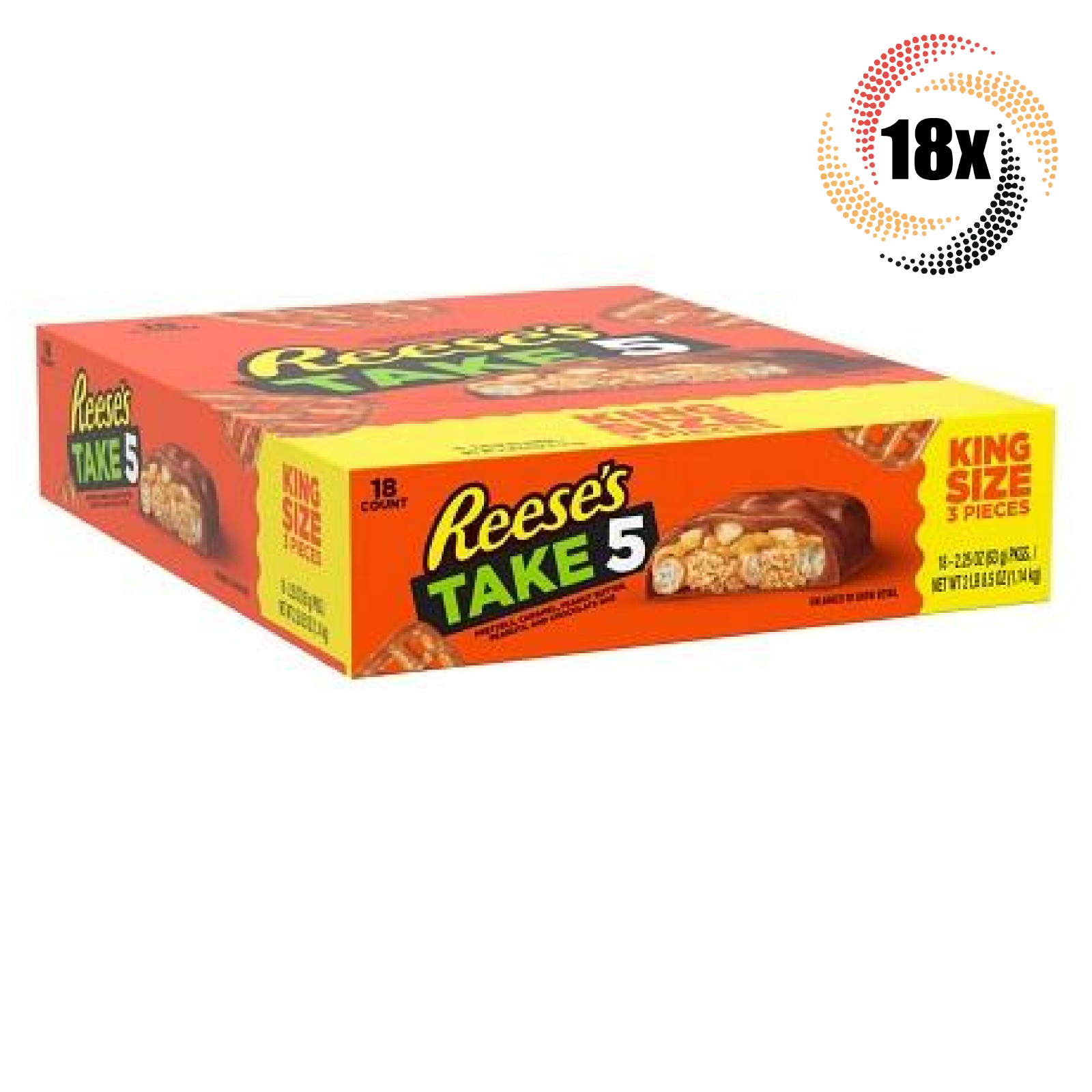 Полная коробка 18 упаковок Рис 5 крендельков карамель арахис Королевские конфеты 225 унции 12590₽