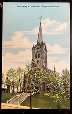 Vintage Postcard 1946 Saint Mary's Cathedral, Lafayette, Indiana (IN)