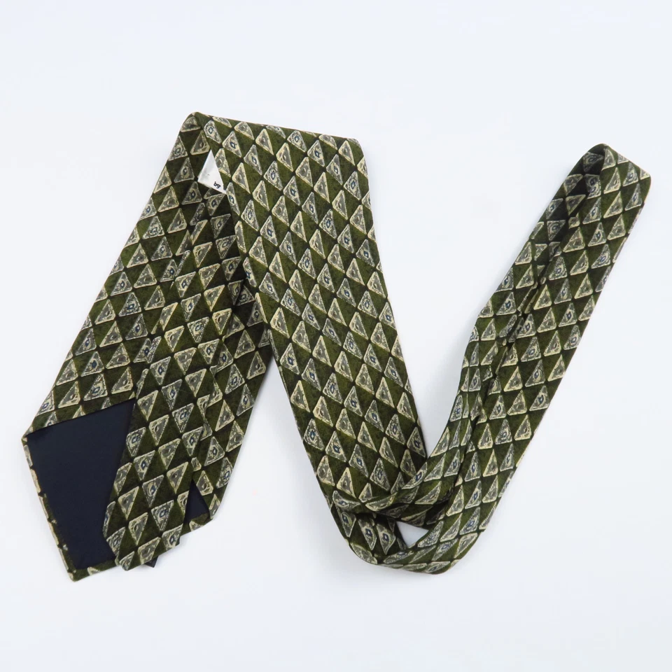 417 by Van Heusen Mens Neck Tie Green Abstract Geometric Pattern 57"x4" - Image 4 of 4