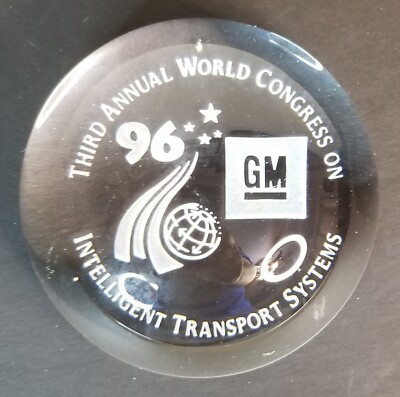 Glass paperweight 3rd Annual World Congress Intelligent Transport Systems GM 96
