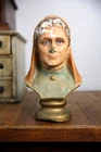 Antique Catholic Funeral Sculpture Chalkware Head Bust Countertop Display VTG