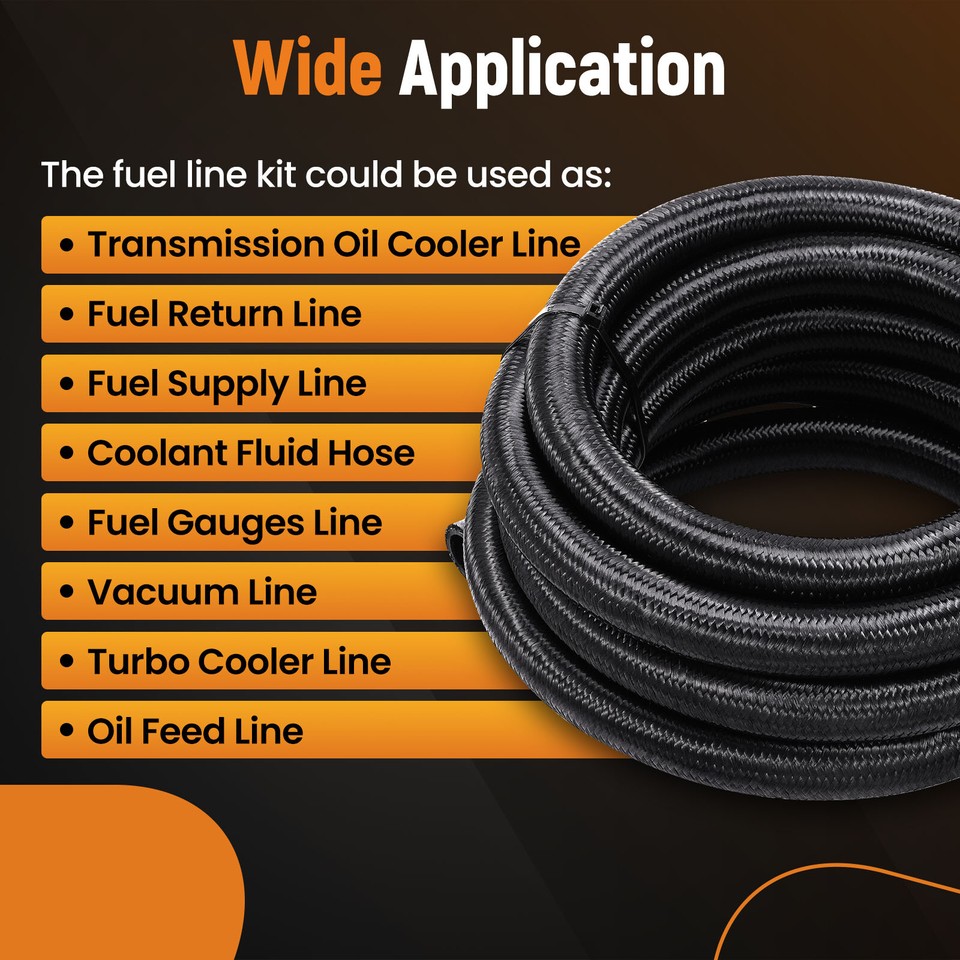 12an 10ft Oil Fuel Line Hose Fitting Compatible With Transmission Fluid