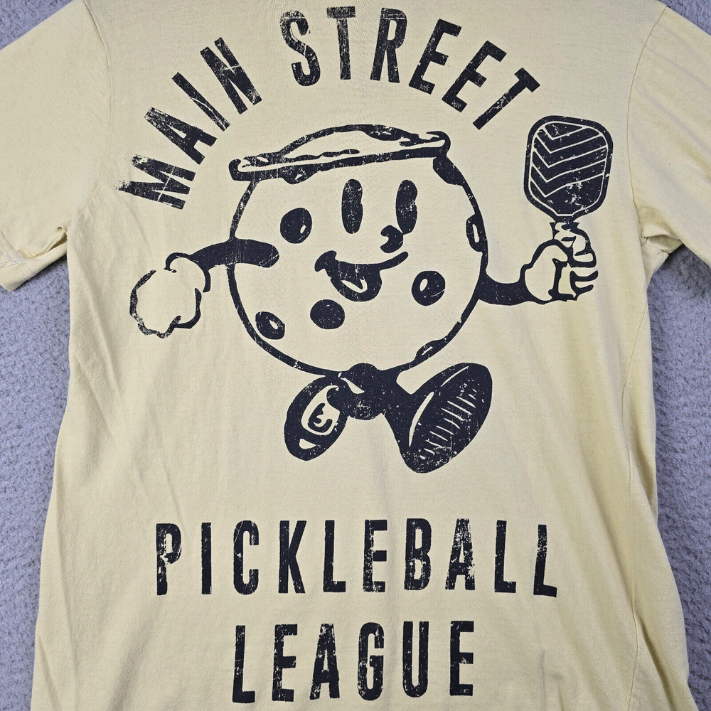 Pickleball League Shirt Mens Small Beige Main Street Casual Emoji NWT
