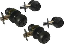 2 Entry Entrance with Deadbolt Black Door Lock Locks Knob round knobs Keyed