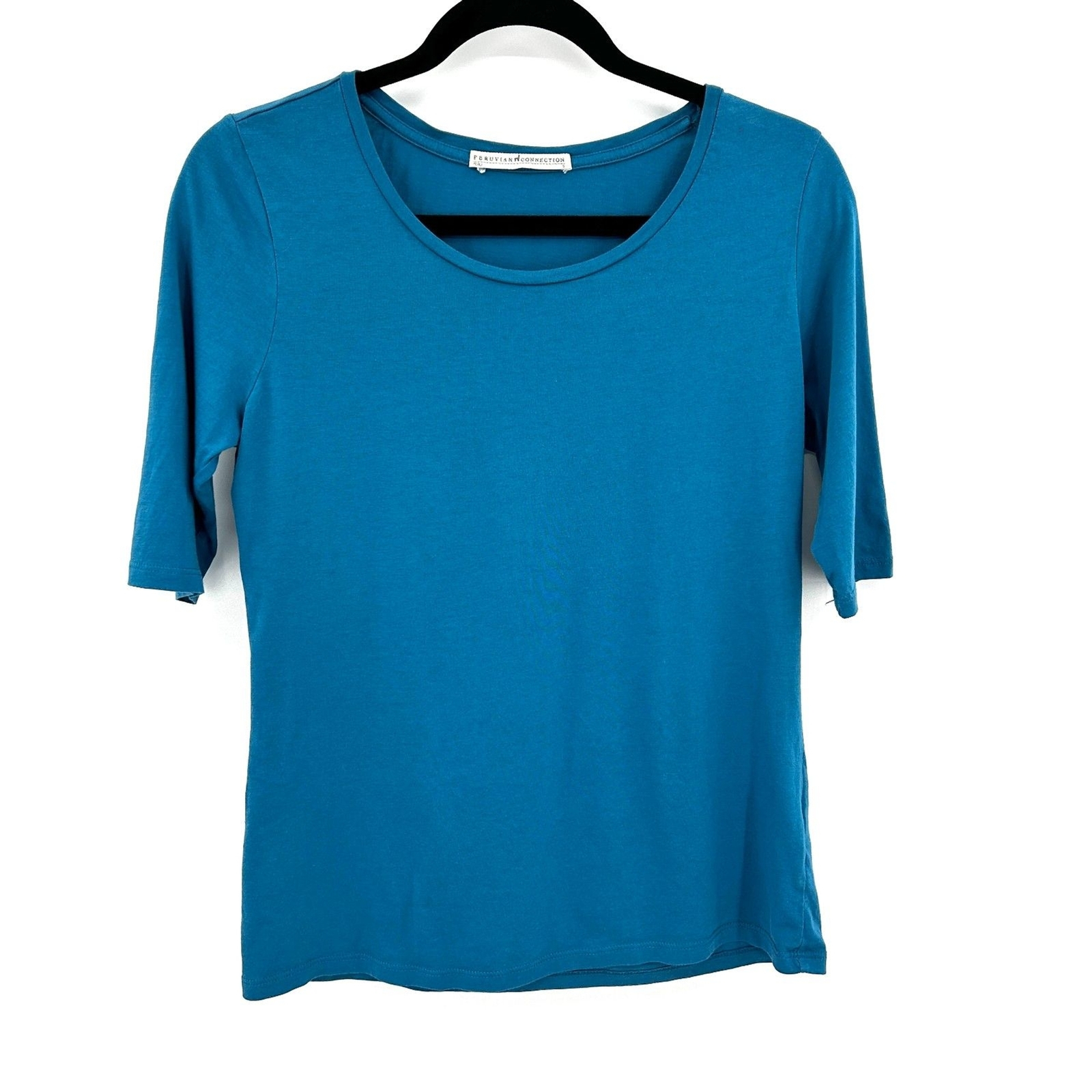 PERUVIAN CONNECTION Women's Basic Blue 100% Pima … - image 1