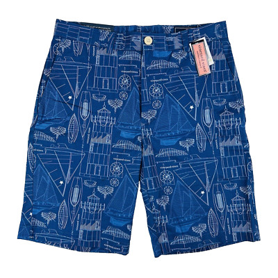 NWT Vineyard Vines Blue Cape Cod Blueprint Breaker Short Mens Size 30 9.5'' In