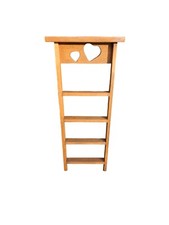 Wooden Tiered Ladder Wall Shelf Cabin Knick knack Display Heart Cut Out Country