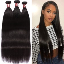Virgin Human Hair Extensions Straight 3Bundles Weave Weft 300g Full Head Thick