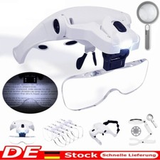 LED Stirnlupe Kopflupe Lupenbrille mit Licht Lupe Brillenlupe Leuchtlupe Profi