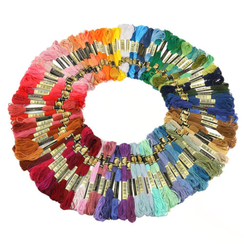 Lot 100 Multi Colors Cross Stitch Floss Cotton Thread Embroidery Sewing Skeins - Picture 1 of 9