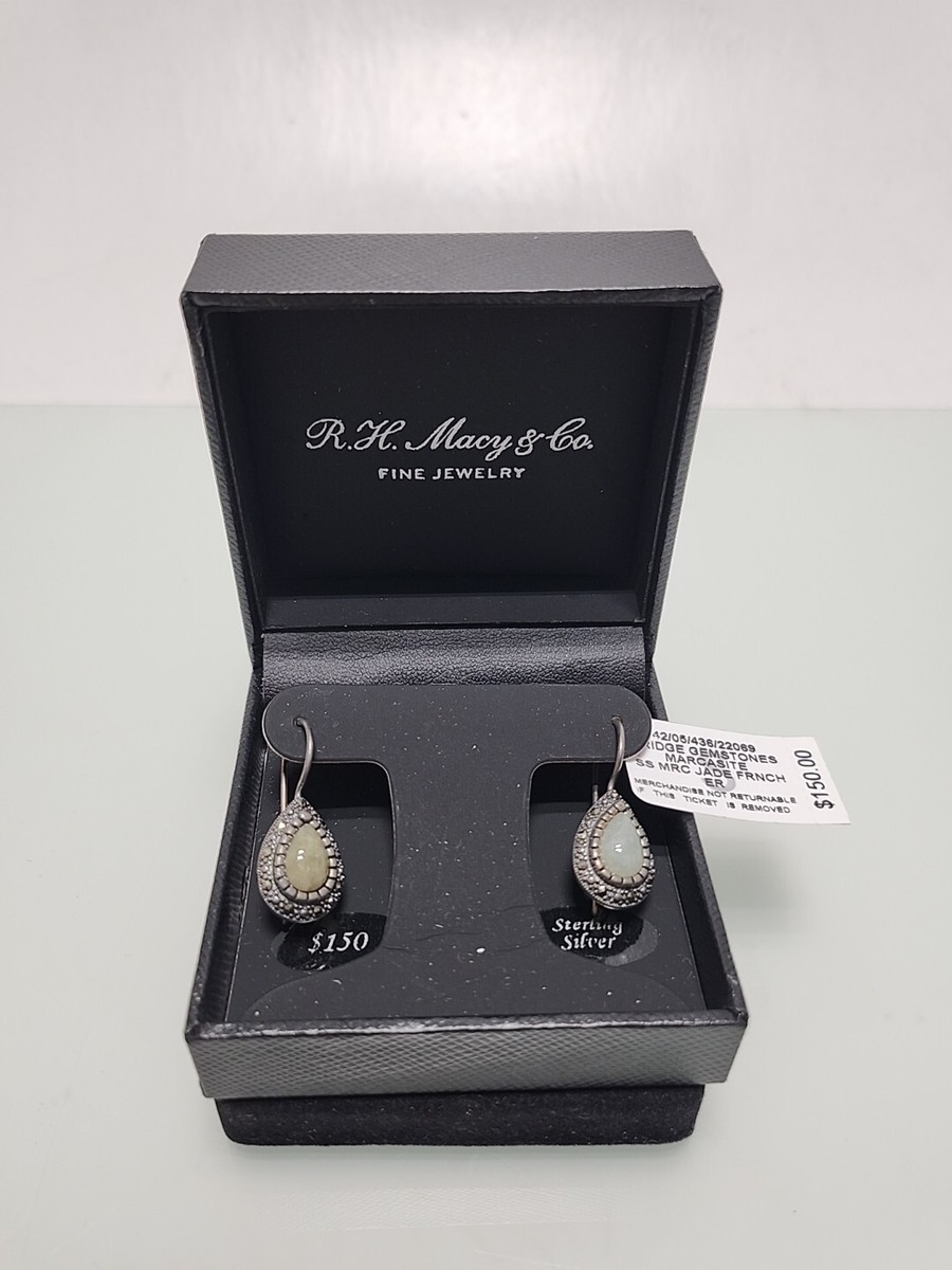 Rh Macy Co Fine Jewelry Earrings Macy Sterling Silver Jade Dangle - Main Image