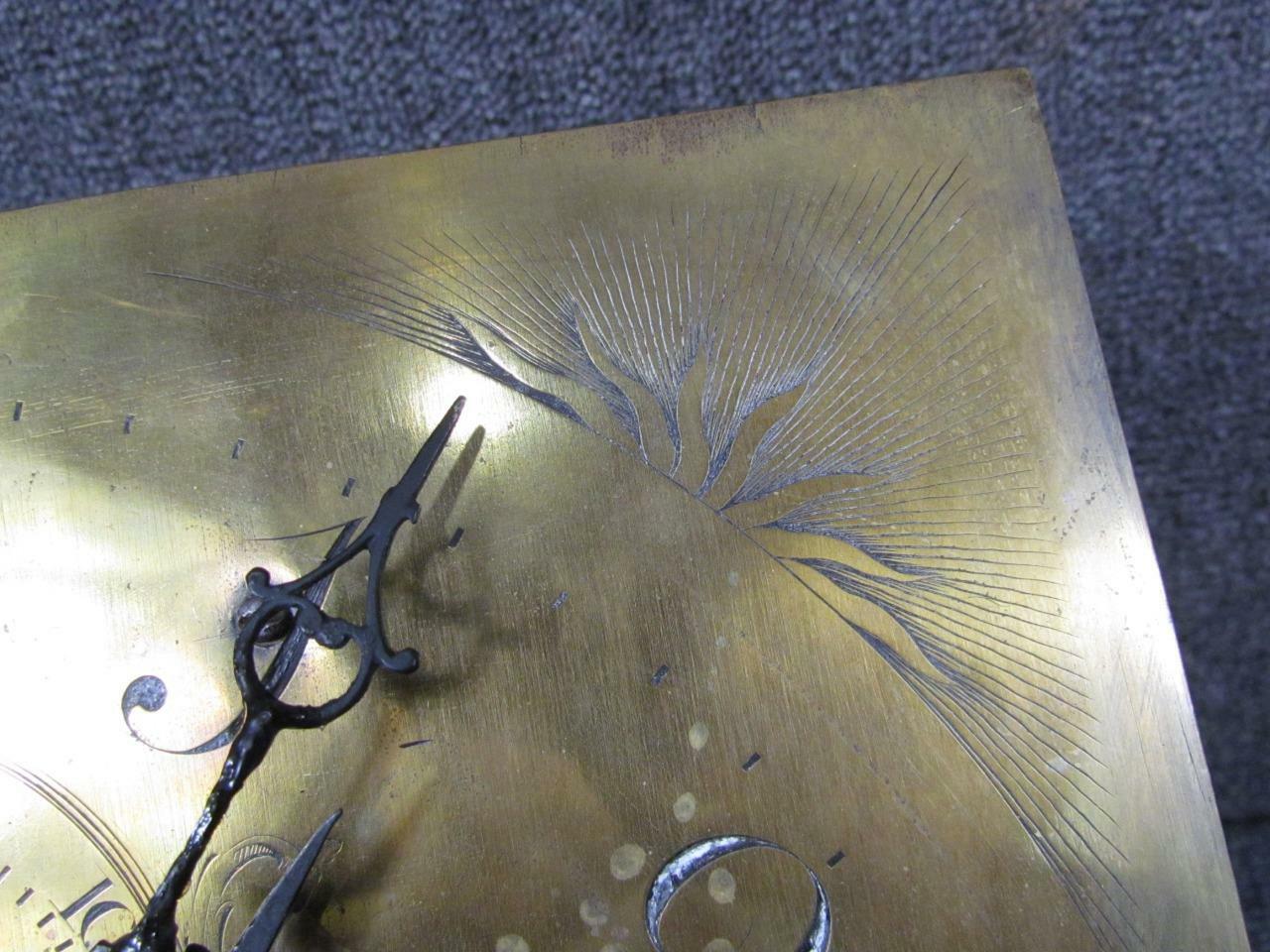 ANTIQUE W.CURTIS EXETER ENGLISH BRASS TALL CASE GRANDFATHER CLOCK FACE