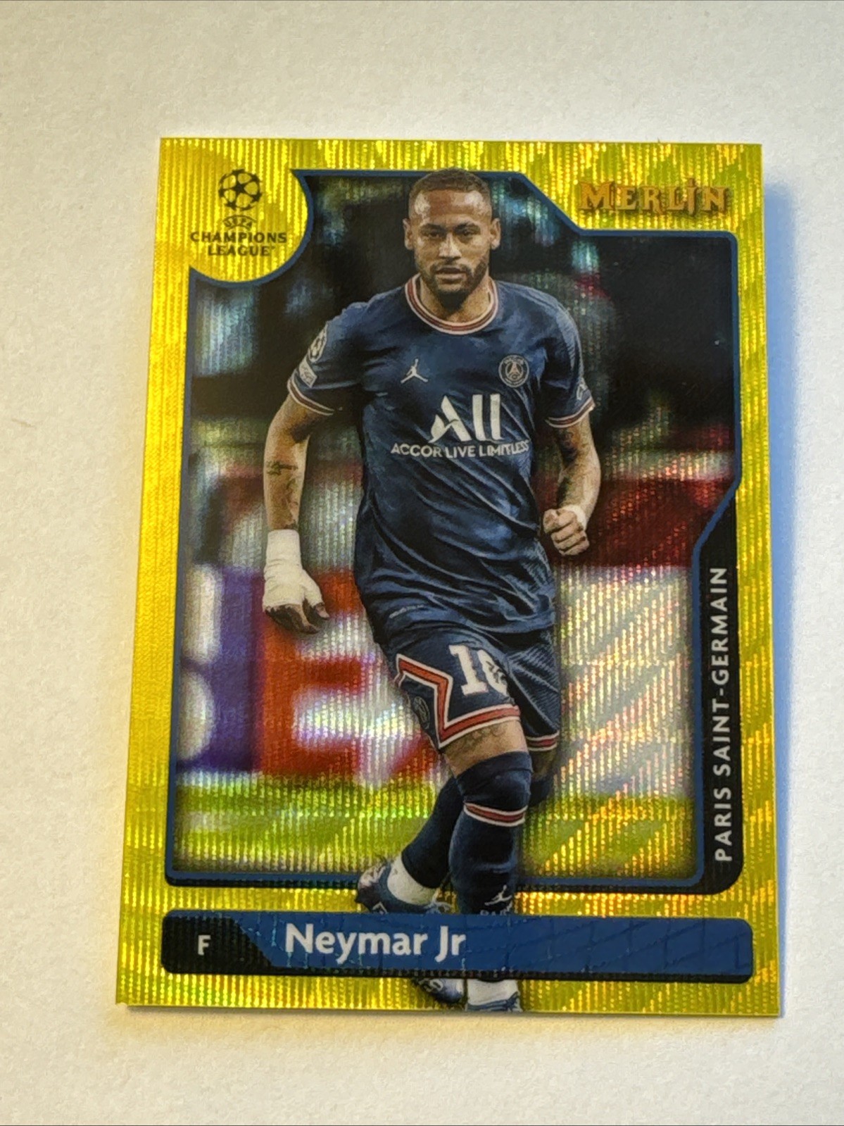 Neymar Jr 2021-22 Topps Merlin Chrome UCL Gold Refractor #/225 #10 PSG Brazil