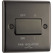 BG 10AX Fan Isolator Switch Black Nickel 3 Pole Safety Switch Nexus Metal