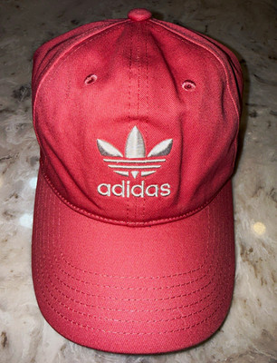 adidas Pink/Gray Trefoil Logo Adjustable Solid Baseball Cap Hat One Size