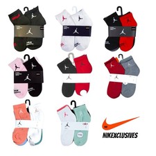Nike Air Jordan Basketball Cushioned Quarter Cut Ankle Socks 6-Pack