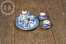 Miniature Blue Willow Doll Tea Set with Gold Trim
