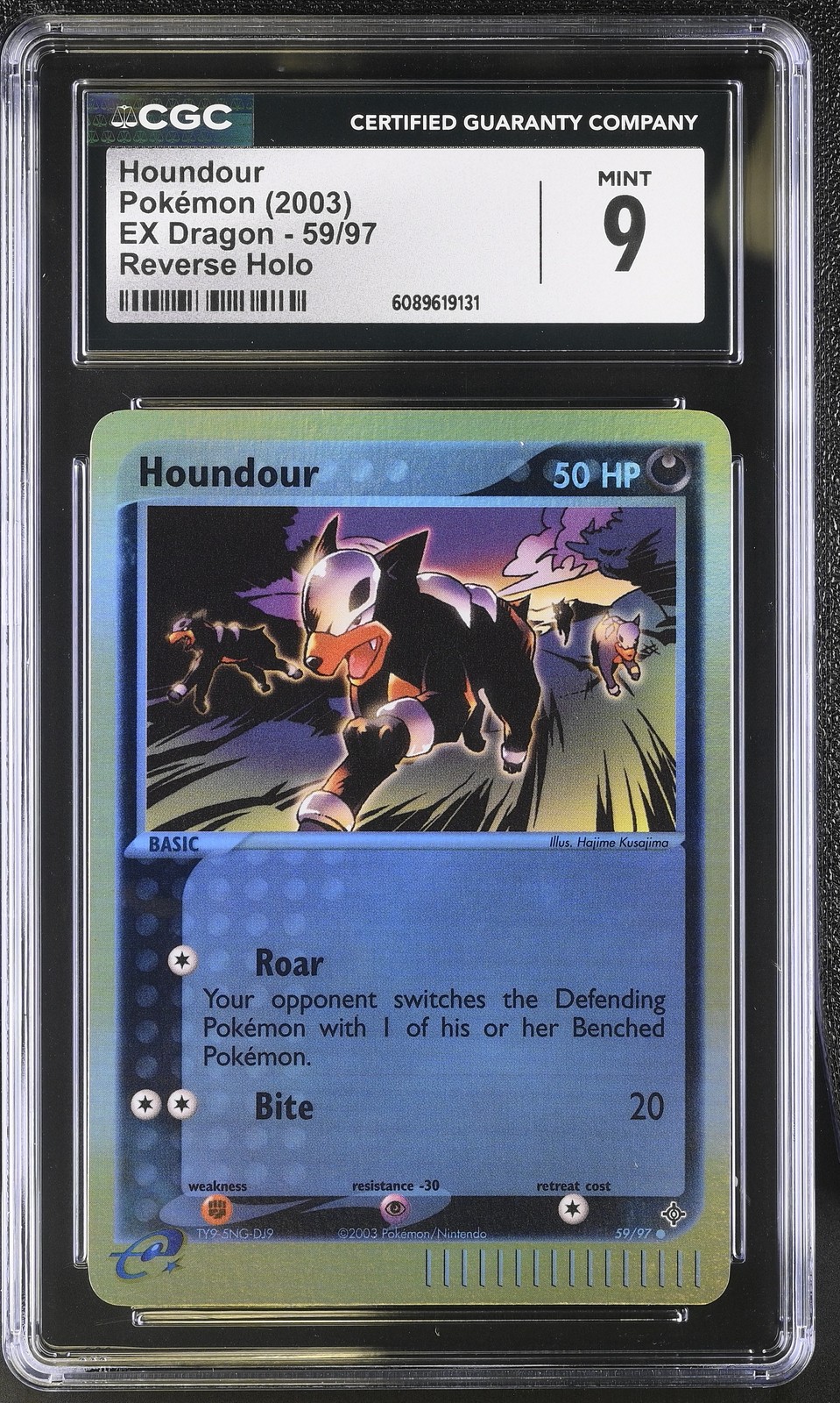 CGC 9 MINT Houndour 2003 EX Dragon 59/97 Reverse Holo Pokemon Card