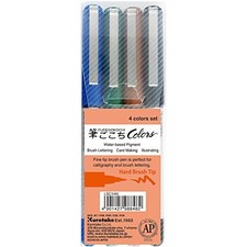 Kuretake Zig Fudegokochi Hard-brush tip Pen, Assorted,Art Pens Markers