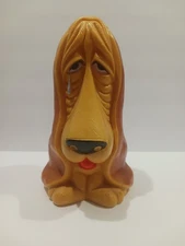 VTG 1970’s My Toy Sad Crying Tear Basset Hound Dog Piggy Bank 11" W/ Plug (C)