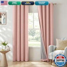 100% Blackout Shield Pink Curtains 72in Long 2 Panels
