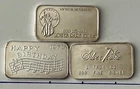 Collectible Vintage 1 T-oz Lot of .999 Fine Silver Bars.. 3 Troy Ounces Total