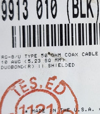 Belden 9913 RG-8/U #10awg Solid 50Ohm Coaxial Radio RF Antenna Cable Black /5ft