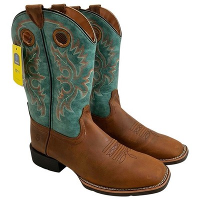 Sureway Western Work Boots Square Toe Cowboy Mens 10.5 Style 1011 Loco Brown New