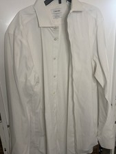 Calvin Klein Non-Iron Slim Fit White Cotton Dress Shirt 16.5 36/37