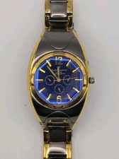 Charles Raymond 37mm V0981G Black Gold-Tone Blue Crystal Japan Quartz Watch