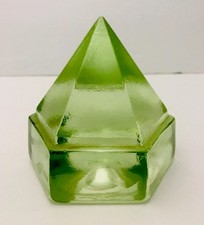 Vintage Ship's Deck Prism Light Green Glass Nautical Pyramid Boat Paperweight