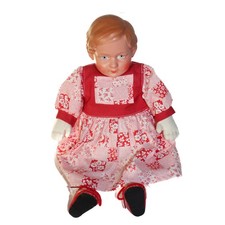 Alte SCHILDKRÖT Puppe Stoffpuppe Brustblattkopf Vintage 30 cm gemarkt Celluloid