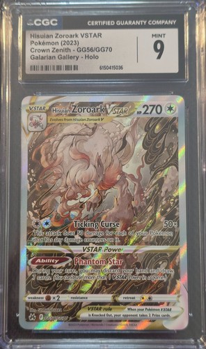 CGC 9 Hisuian Zoroark VSTAR GG56/GG70 Pokemon Crown Zenith Galarian Gallery 2023