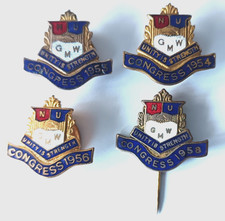 Four 1950's NUGMW Conference Trade Union Lapel Badges
