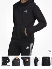 NWT Adidas Men's Essential Fleece Hoodie Feelcozy Sweatshirt Black GV5294 Large