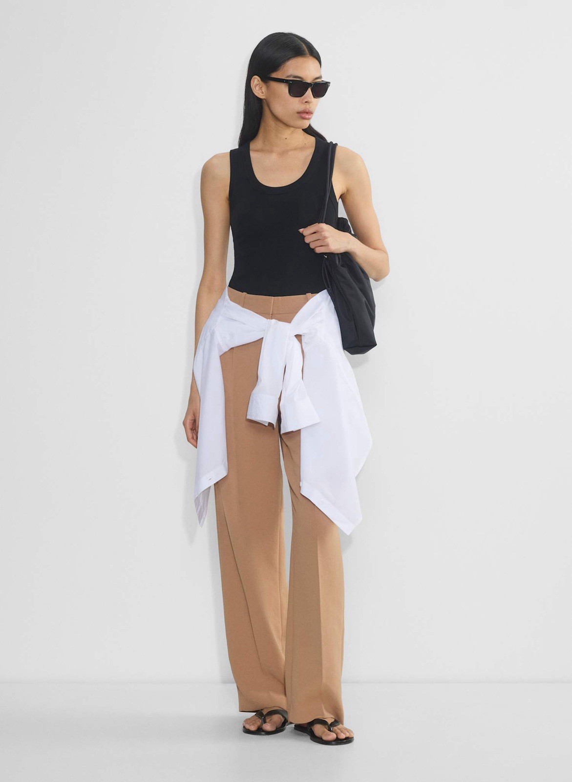 Aritzia Wilfred Effortless Pants Crepette Saville Tan Size 4 High Rise 30”L READ