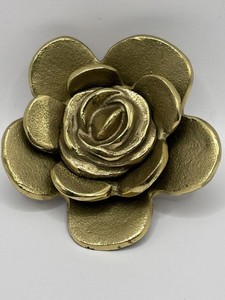 Vintage Brass Rose Door Knocker Signed Michael Healy 99 Missing Door Bracket