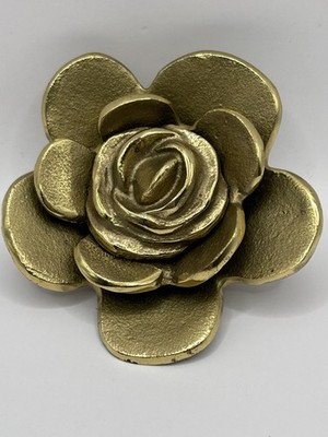 Vintage Brass Rose Door Knocker Signed Michael Healy 99 Missing Door Bracket