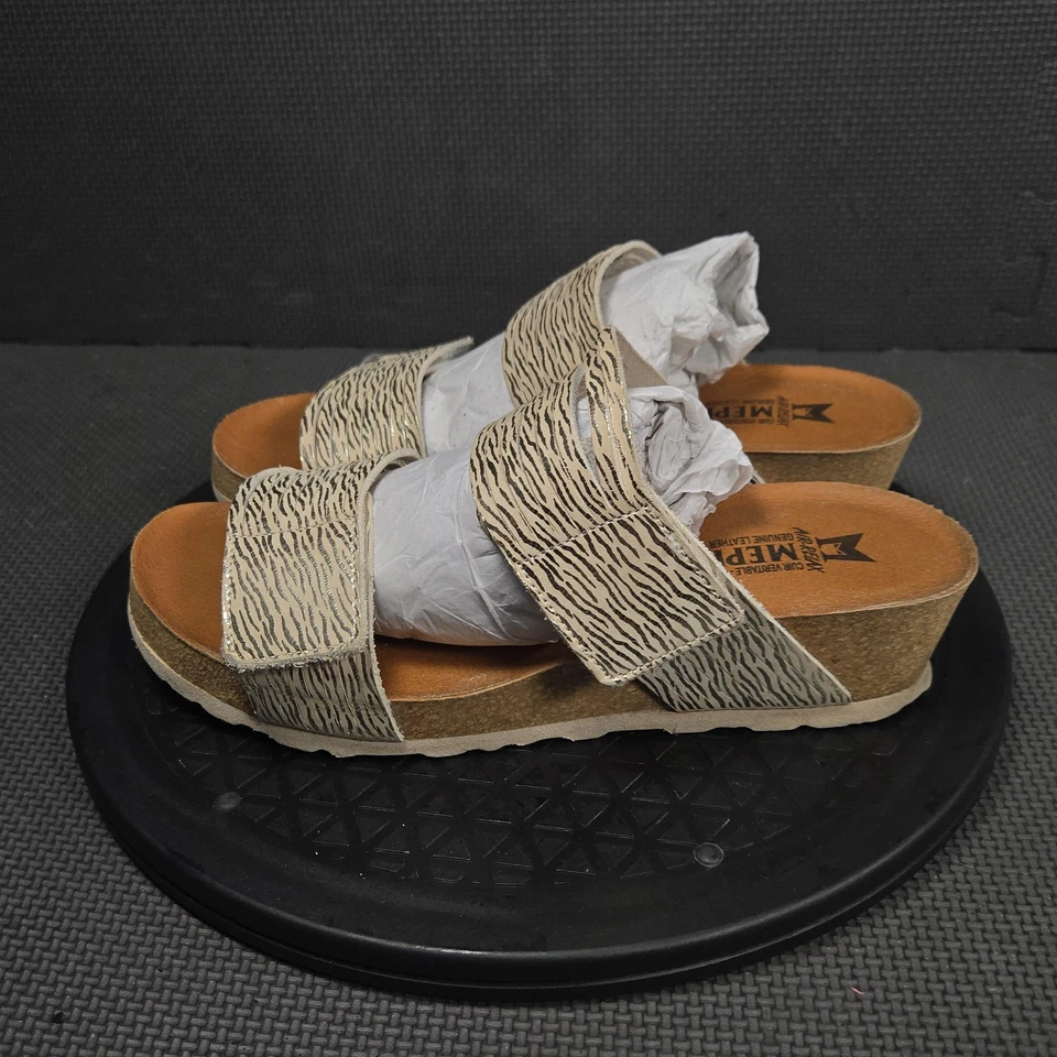 Mephisto Sandals Womens Size 39 Beige Gold Leather Slide Air Relax Comfort - Image 3 of 4